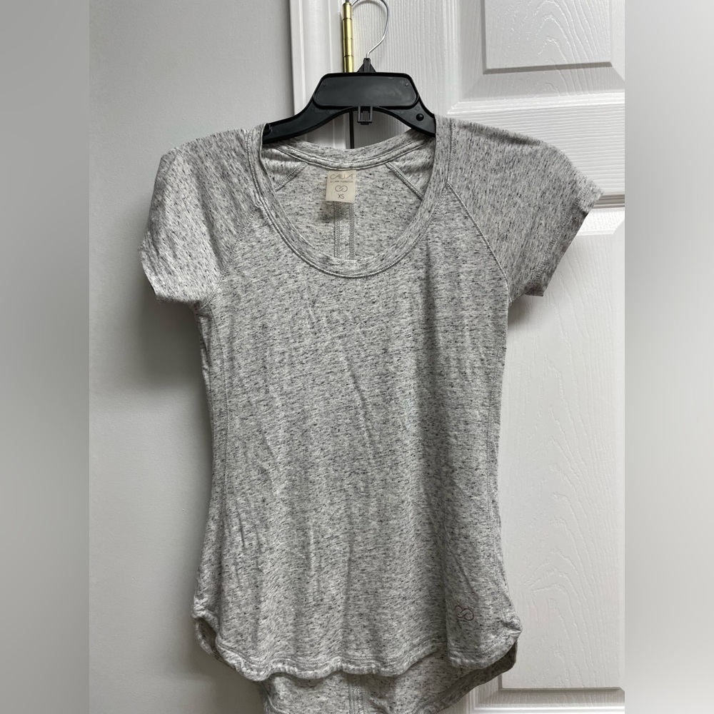Form fitting grey athletic tee